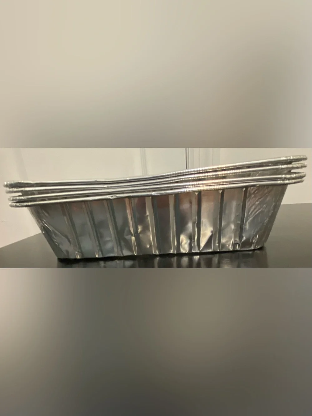 4 Stack of Disposable Aluminum Loaf Pans - Silver